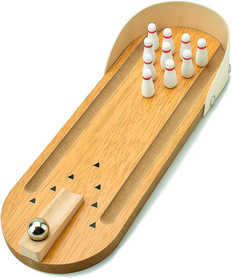 Donse Tabletop Mini Bowling Game Set: Easter Basket Stuffers for Teens Boys Girls Kids Funny White Elephant Gifts for Adults Men Women Wooden Mini Bowling Set for Home Office Desk Toys Stress Relief Gadgets - Image 1